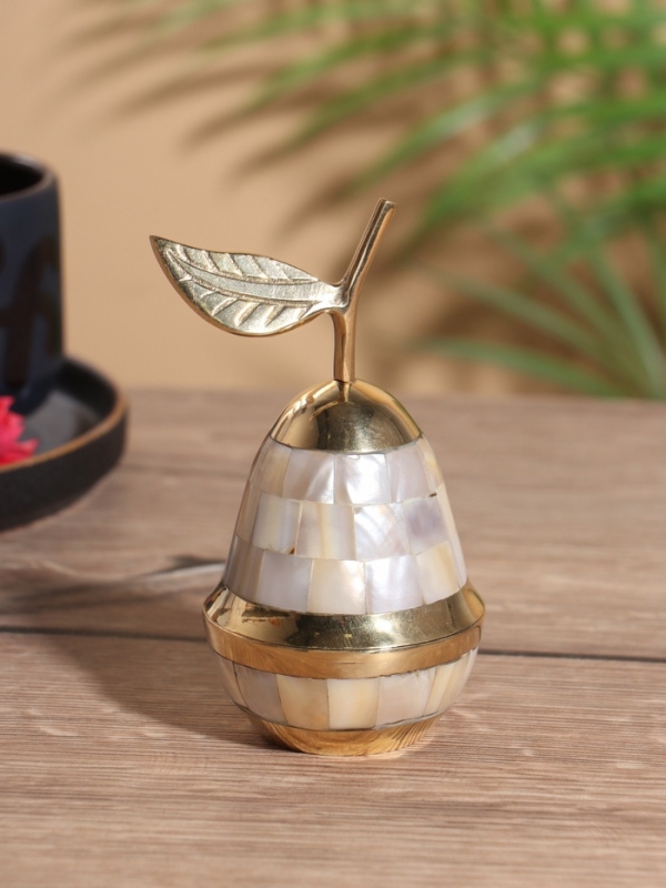 Шкатулка «Груша», латунь с перламутром, 6×6×12 см, белая Шкатулка «Груша», латунь с перламутром, 6×6×12 см, белая