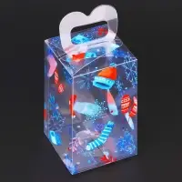 Коробка подарочная новогодняя складная ПВХ «С Праздником!» 6×6×10 см
