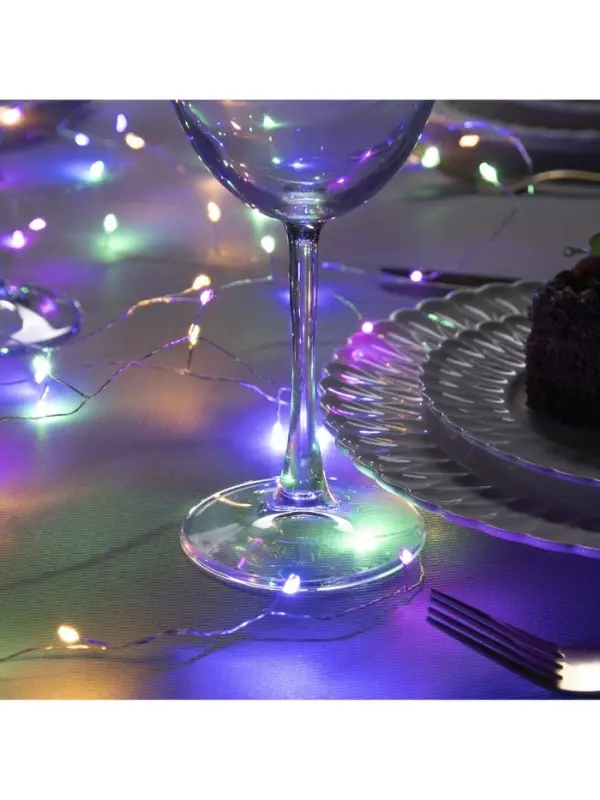 Гирлянда &laquo;Мишура&raquo; 10 м, роса, IP20, серебристая нить, 200 LED, свечение мульти, 12 В