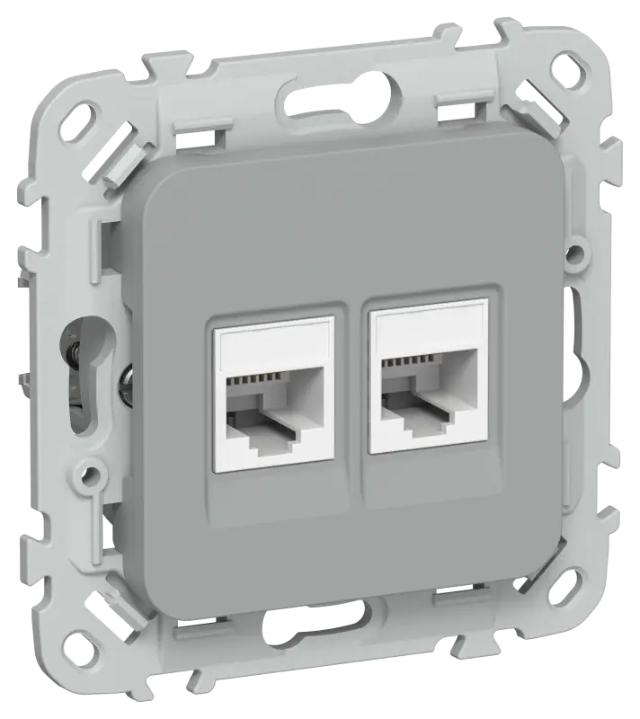 FLITE Розетка 2-местная компьютерная RJ45 категория 5Е UTP РК5е-2-0-ФлС серый IEK