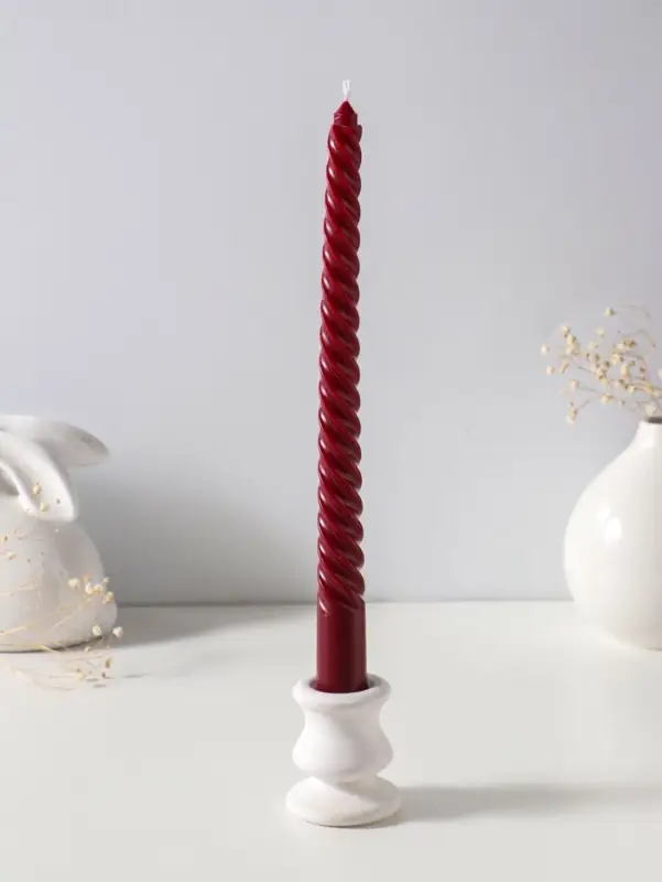 Набор свечей витых 25 см, 3 шт., 57 г, 5 ч, бордовый