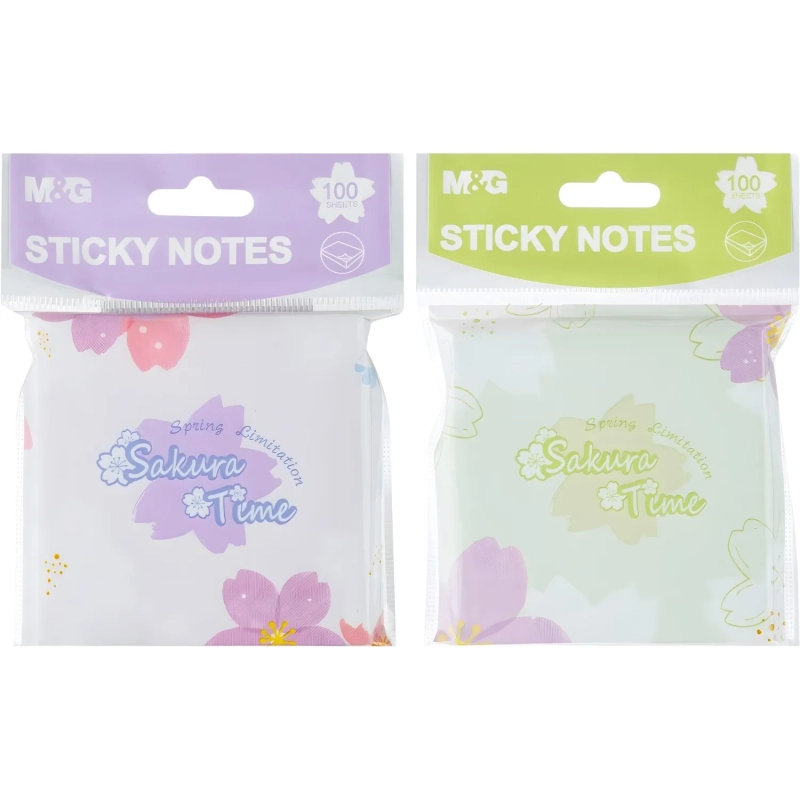 Стикеры с клеевым краем M&G Sakura time, 76х76 мм, 100 л, в ассорт