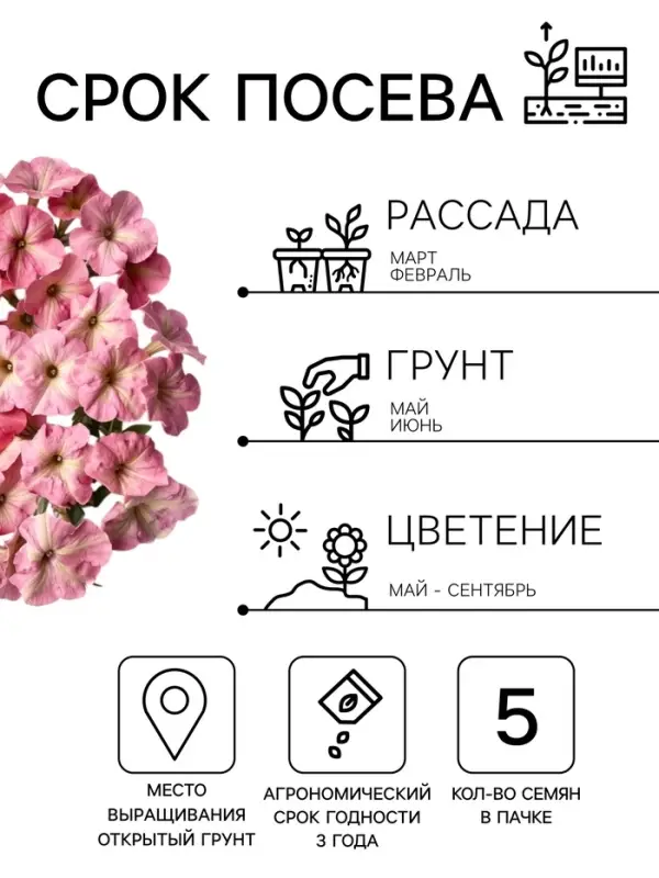 Семена цветов Петуния &laquo;Шейк&raquo; строберри, F1, 5 шт., Hem Genetics, &laquo;АЭЛИТА&raquo;