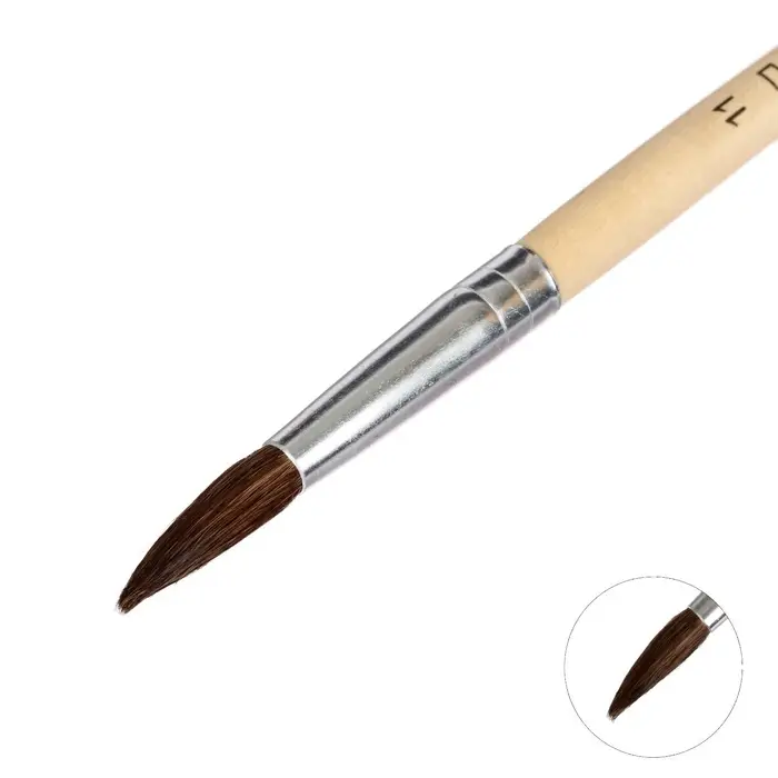 Кисть для рисования, пони, № 11, круглая, деревянная ручка, международный размер