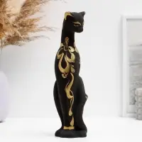 Фигура керамика &laquo;Кошка Багира&raquo;, чёрная, правая, роспись, 5&times;4&times;20 см