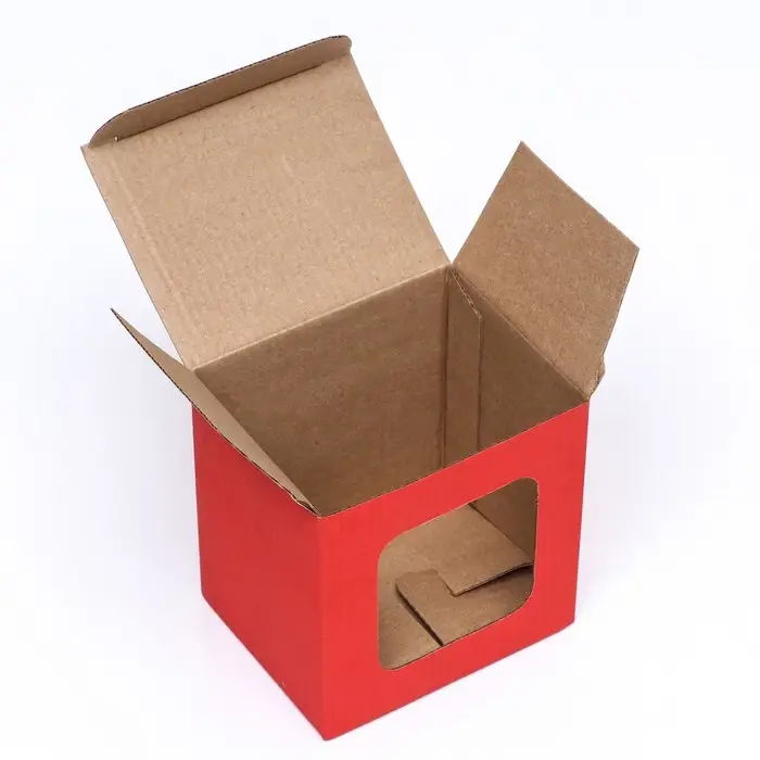 Коробка под кружку, с окном, красная 12 х 9,5 х 12 см Коробка под кружку, с окном, красная 12 х 9,5 х 12 см