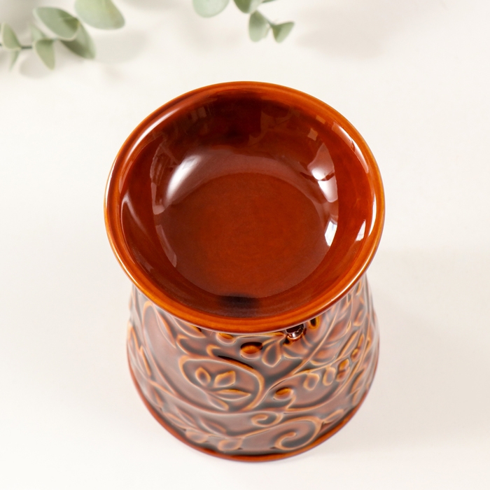 Аромалампа керамика  Аромалампа керамика "Растительный узор" карамель 9,5х9,5х12 см