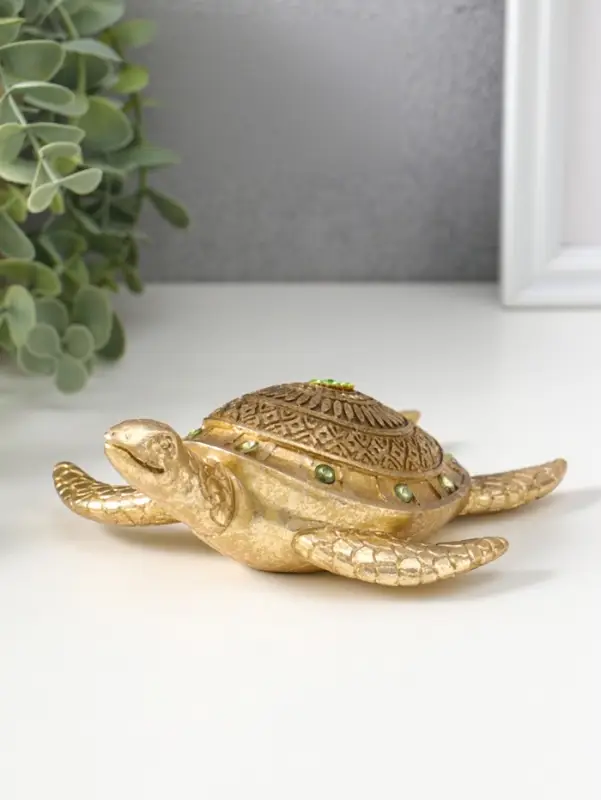Сувенир полистоун "Черепаха с узорами на панцире" золото 13,8х16х4,7 см