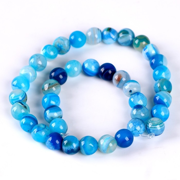 Бусины из натурального камня &laquo;Голубой агат&raquo; набор 36 шт., размер 1 шт. &mdash; 10 мм