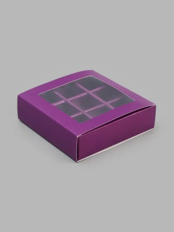 Коробка для 9 конфет, сиреневый, 13.5&times;13.5&times;3.5 см