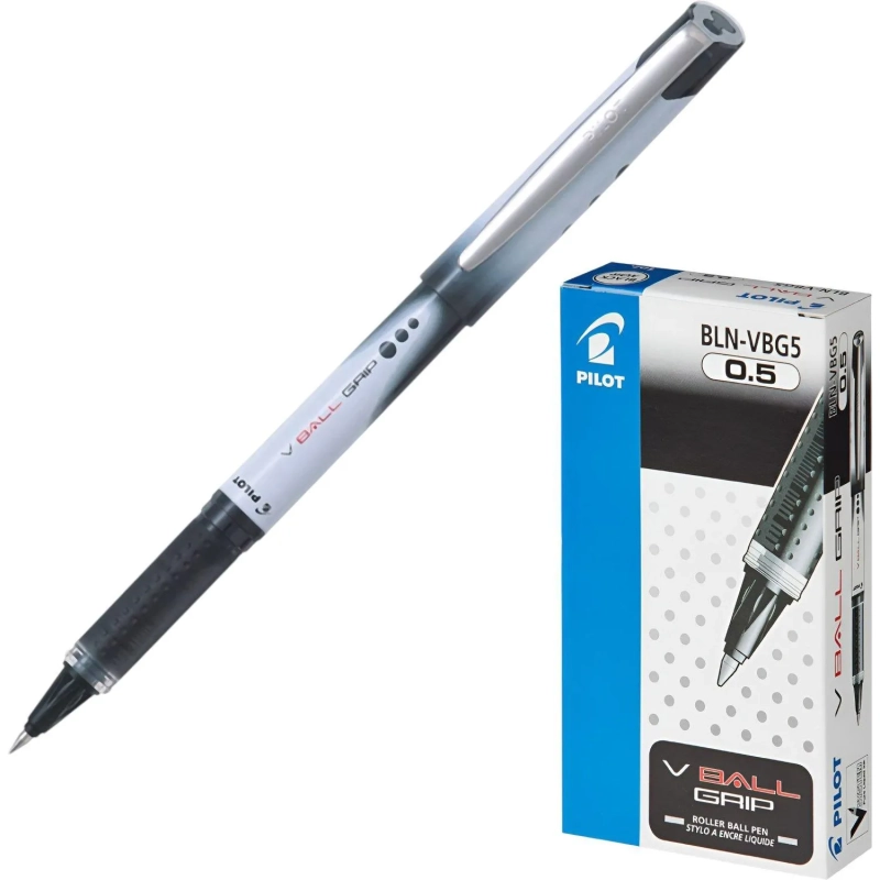 Роллер PILOT BLN-VBG5 резин. манжет жидкие чернила черный 0.3мм