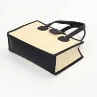 Сумка плетёная на застёжке из пандана, 30&times;10&times;35 см, бежево-чёрная