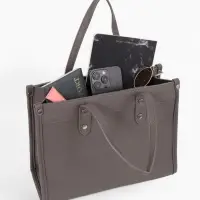 Сумка женская тоут TEXTURA на молнии, с кошельком, 30&times;10&times;24 см, тёмно-серый