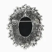 Брошь &laquo;Камея&raquo;, в жемчуге, серая в чернёном серебре