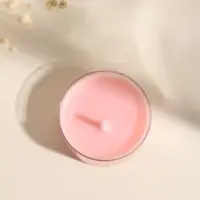 Чайная свеча ароматическая "Круглая" розовая, аромат сладкая хурма 3,8х3,8х1,8 см