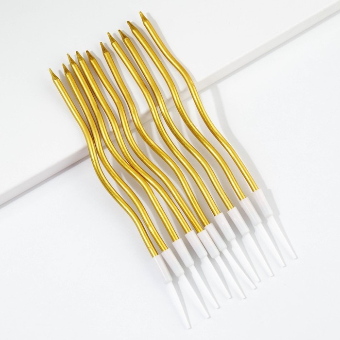 Свечи для торта «Для твоего праздника», золотые, 10 шт., 15 х 0,5 см Свечи для торта «Для твоего праздника», золотые, 10 шт., 15 х 0,5 см