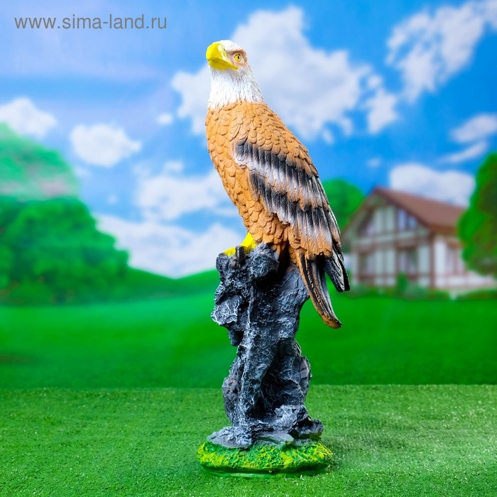 Садовая фигура из полистоуна «Орёл на пне» большой, 20×18×53 см