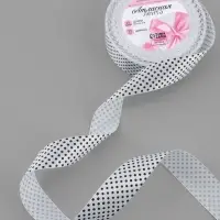 Лента атласная &laquo;Горошек&raquo;, 25 мм, 23&plusmn;1 м, белая №001