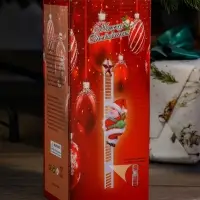 Дед Мороз "С мешком, на лестнице" 20х9 см, 65 см, движение, музыка, красный