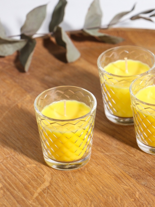 Свеча ароматическая в стакане (набор 3 шт) по 50 мл, 10 ч, 32 гр, СОЧНЫЙ МАНГО