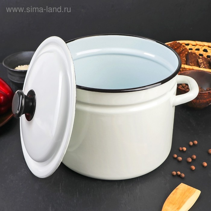 Кастрюля эмалированная цилиндрическая, 7 л, без деколи, цвет белый Кастрюля эмалированная цилиндрическая, 7 л, без деколи, цвет белый