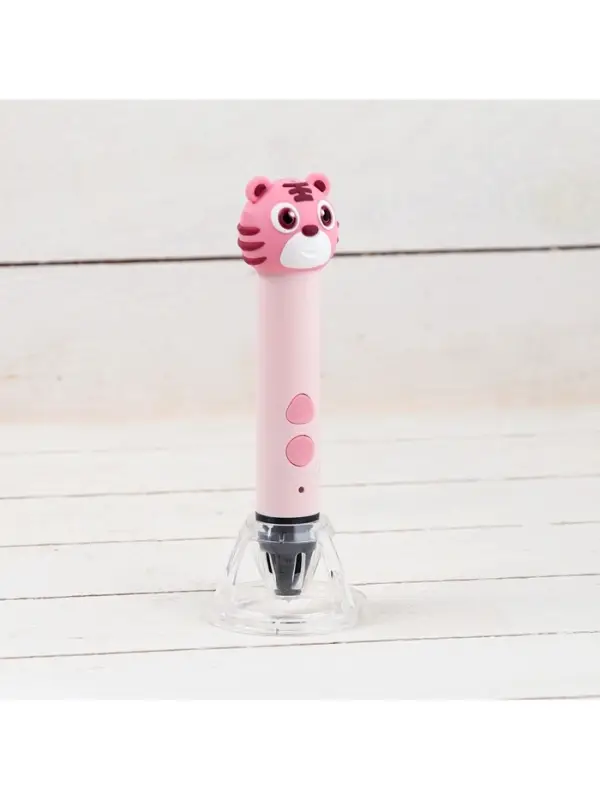 3D ручка Тигрёнок, работа с пластиком PLA, USB кабель питания, розовая