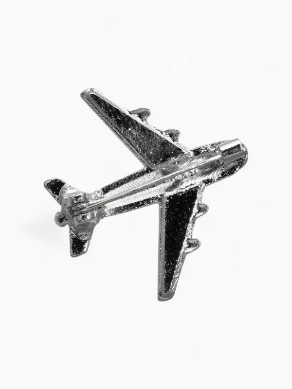 Брошь &laquo;Самолет&raquo;, белая в серебре