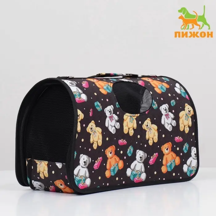 Сумка - переноска &laquo;Плюшевые медведи&raquo;, размер S, 37&times;15&times;22 см, каркасная