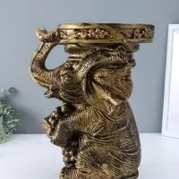 Фигура-подставка "Слон сидя" чёрный с золотом, 44х37х30 см