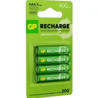 Аккумулятор GP, Ni-Mh, AAA, HR03-2BL, 1.2 В, 400 мАч, блистер, 4 шт.