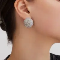 Серьги со стразами &laquo;Блеск&raquo; сфера, радужные в серебре d=2.5