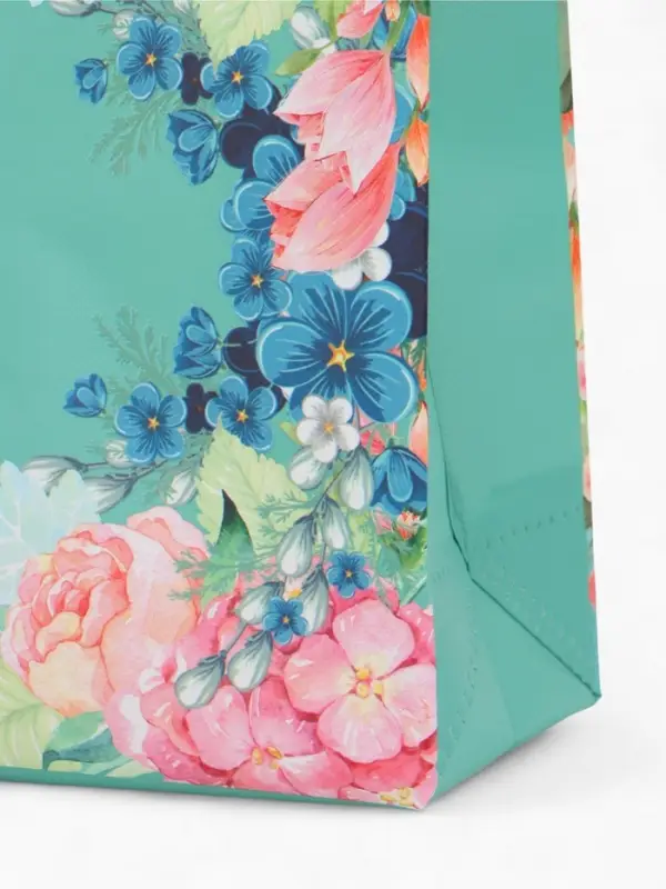 Сумка хозяйственная без застёжки, с цветочным принтом, 32&times;10&times;26 см, голубая