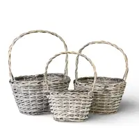 Корзина плетёная для хранения Penelope, лоза, с ручкой, серая, набор 3 шт.