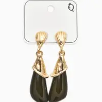 Серьги акрил "Капля каллы", цвет зеленый в золоте