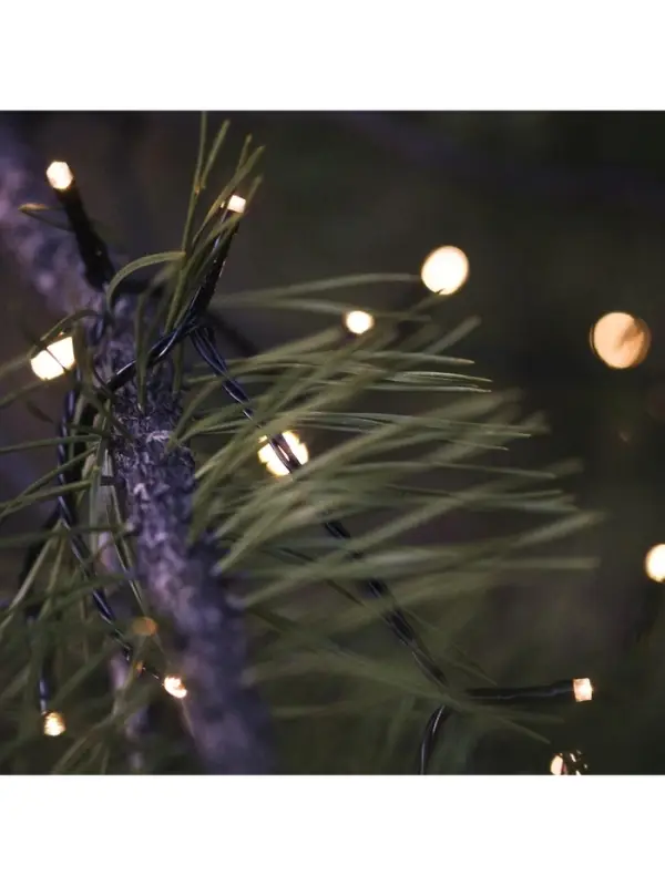 Гирлянда &laquo;Нить&raquo; 10 м, IP44, УМС, тёмная нить, 100 LED, свечение тёплое белое, 220 В