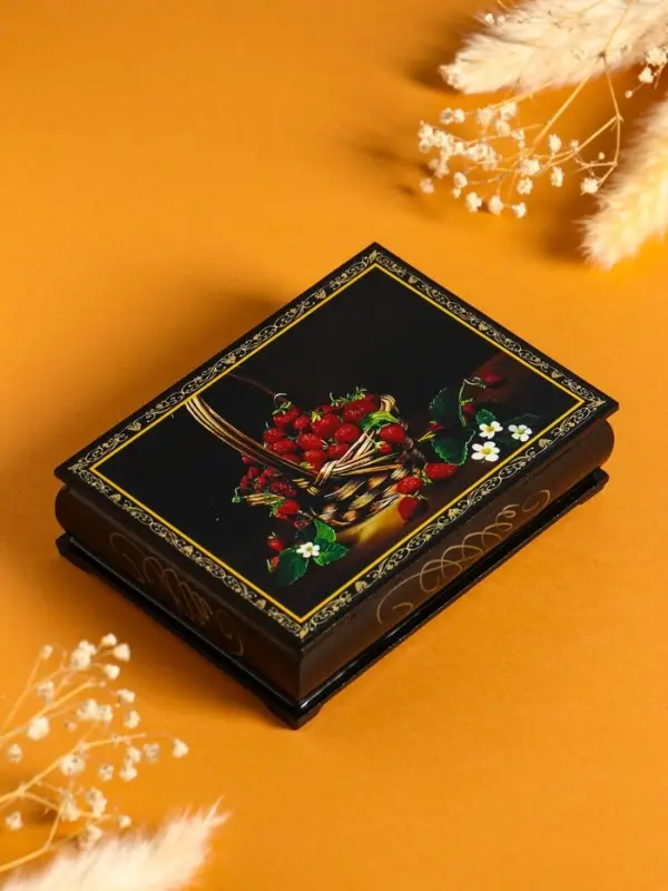 Шкатулка «Ягоды», 10×14 см, лаковая миниатюра