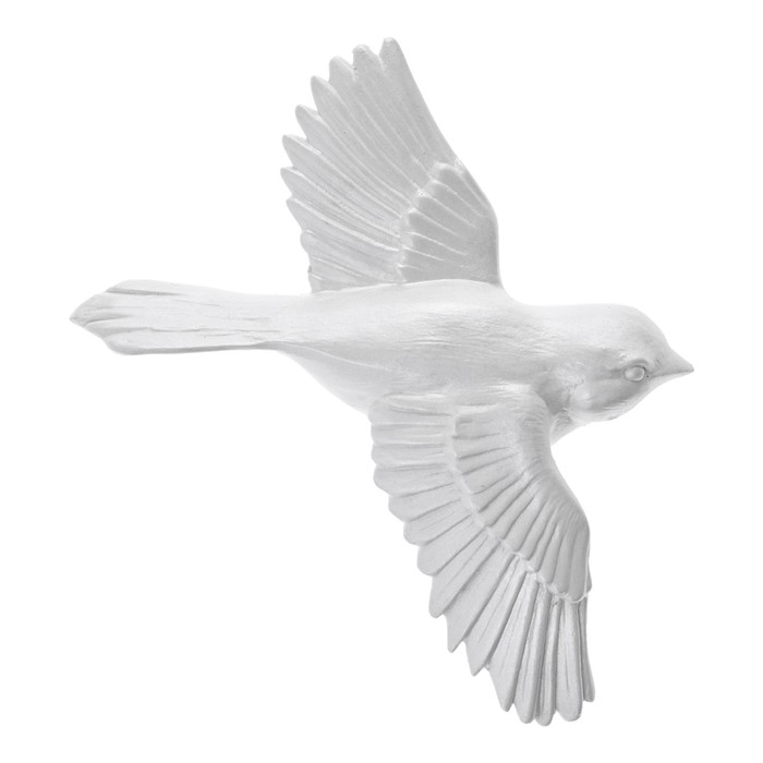 Декорация настенная, гипсовое панно Декорация настенная, гипсовое панно "Птицы", 5 шт, серебристые