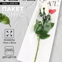 Пакет конус, для цветов, белый, 14×40 см