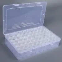 Органайзер для хранения мелочей, 60 баночек, в контейнере, 28&times;17&times;5.5 см, прозрачный