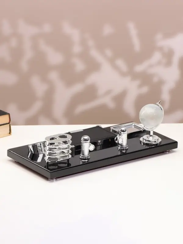 Набор настольный канцелярский, 6 в 1, с часами