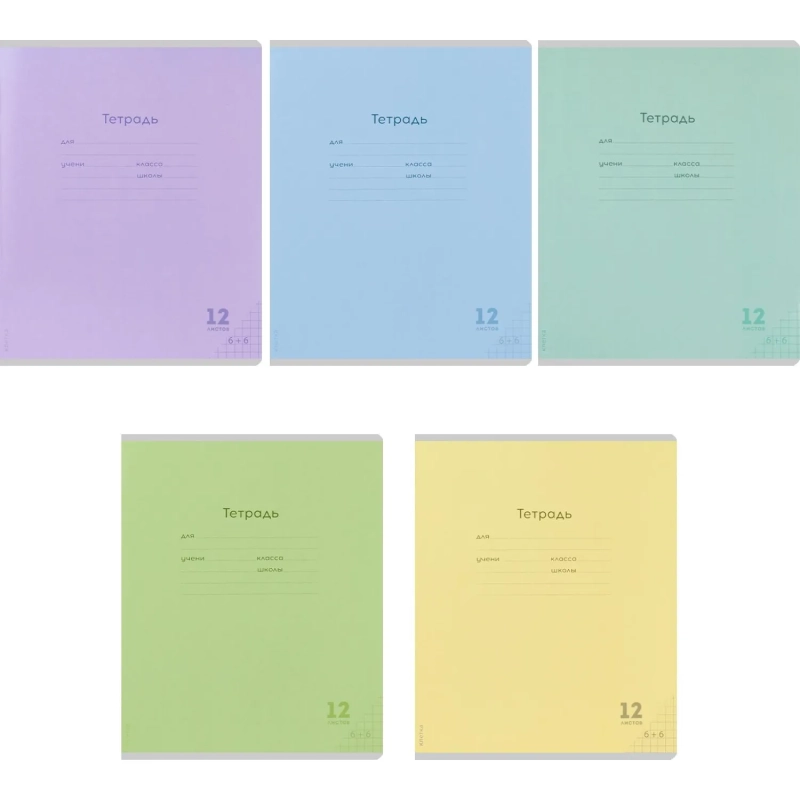 Тетрадь КЛЕТКА 12л.проз.пласт.об.plastic cover КЛАССИКА NEW ассорти,12-1407