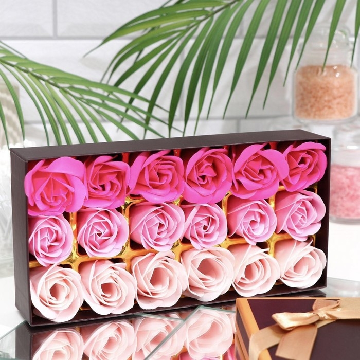 Мыльные розочки, цветные оттенки, набор 18 шт. Мыльные розочки, цветные оттенки, набор 18 шт.