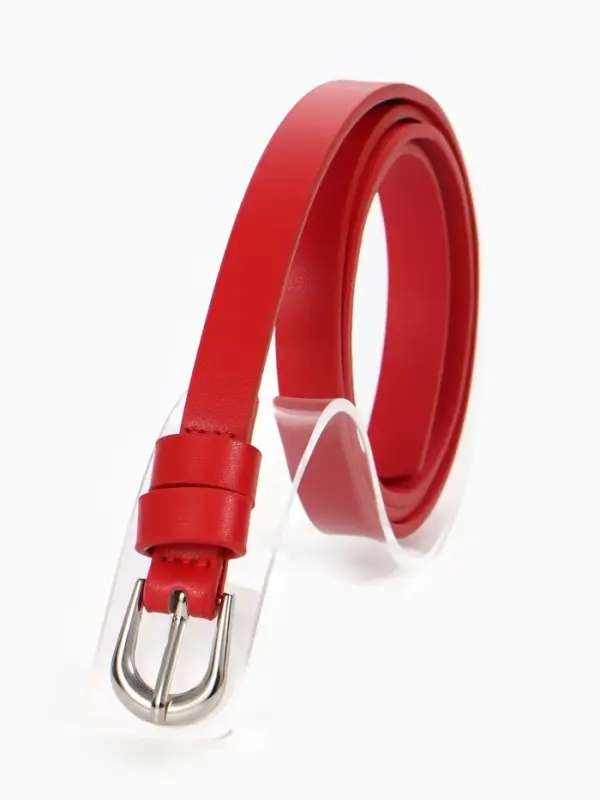 Ремень жен 02-01-02-01, Сент0125,  1,4*0,2*105 см, пряжка металл, 1 прок, красный