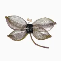 Брошь &laquo;Стрекоза&raquo; плетёная, цвет розово-золотой