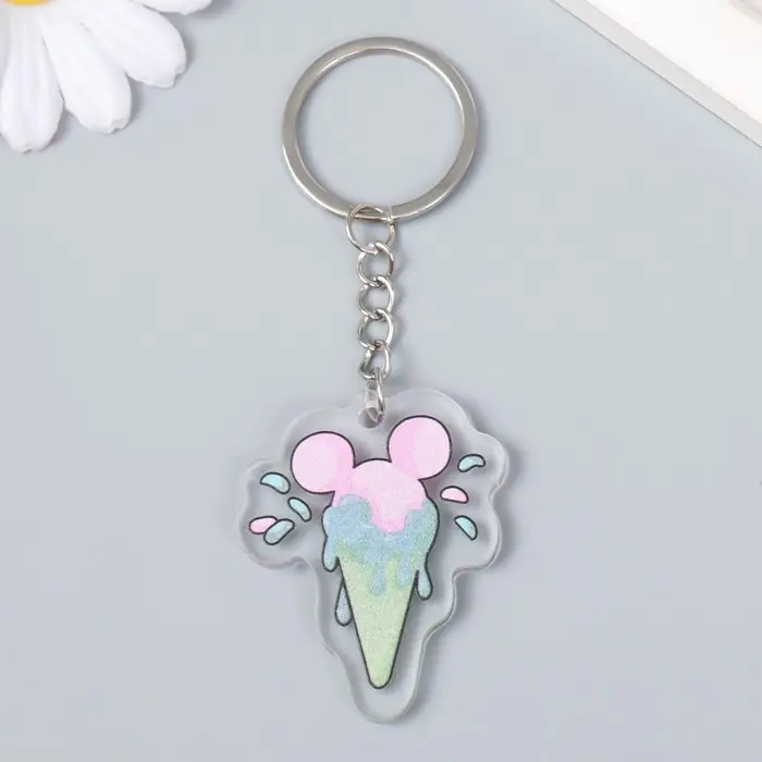 Брелок акрил "Мороженое в рожке/Бутыль" МИКС 3,8х5,2 см