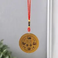 Подвеска металл, текстиль &laquo;Ба-гуа. Инь-ян, солнце и луна&raquo;, 2 стороны, 5.2&times;5.2&times;0.3 см