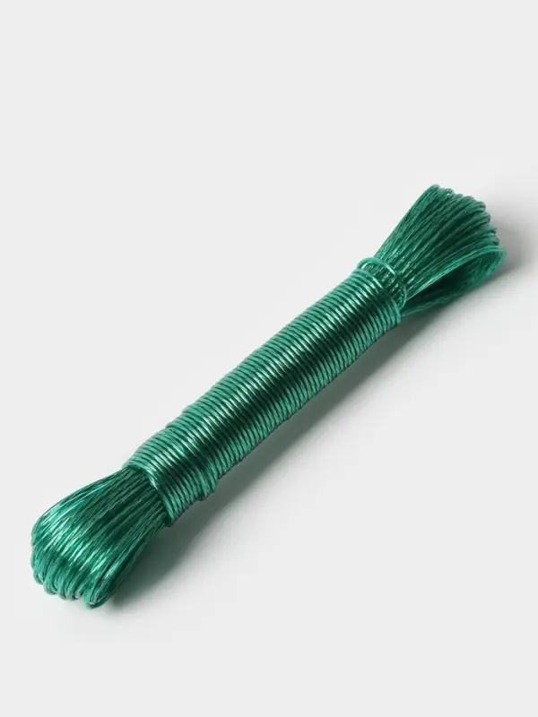 Верёвка бельевая Доляна, металлическая нить, d=2 мм, длина 20 м, МИКС