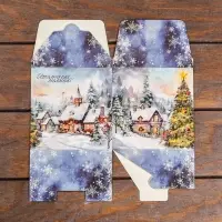 Коробка складная, подарочная новогодняя "Зимний пейзаж" 12 х 12 х 12 см.