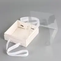 Коробка под бенто-торт, с прозрачной крышкой, белый, 16&times;16&times;12.5 см
