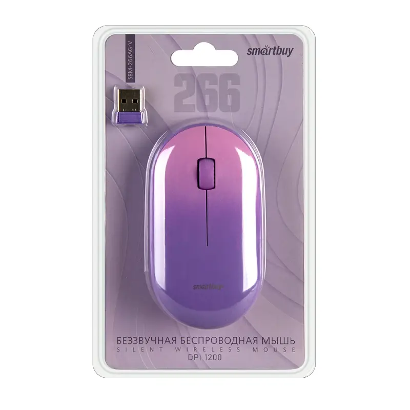 Мышь беспроводная Smartbuy 266AG фиолетовый градиент (SBM-266AG-V) / 40 Мышь беспроводная Smartbuy 266AG фиолетовый градиент (SBM-266AG-V) / 40
